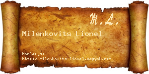 Milenkovits Lionel névjegykártya